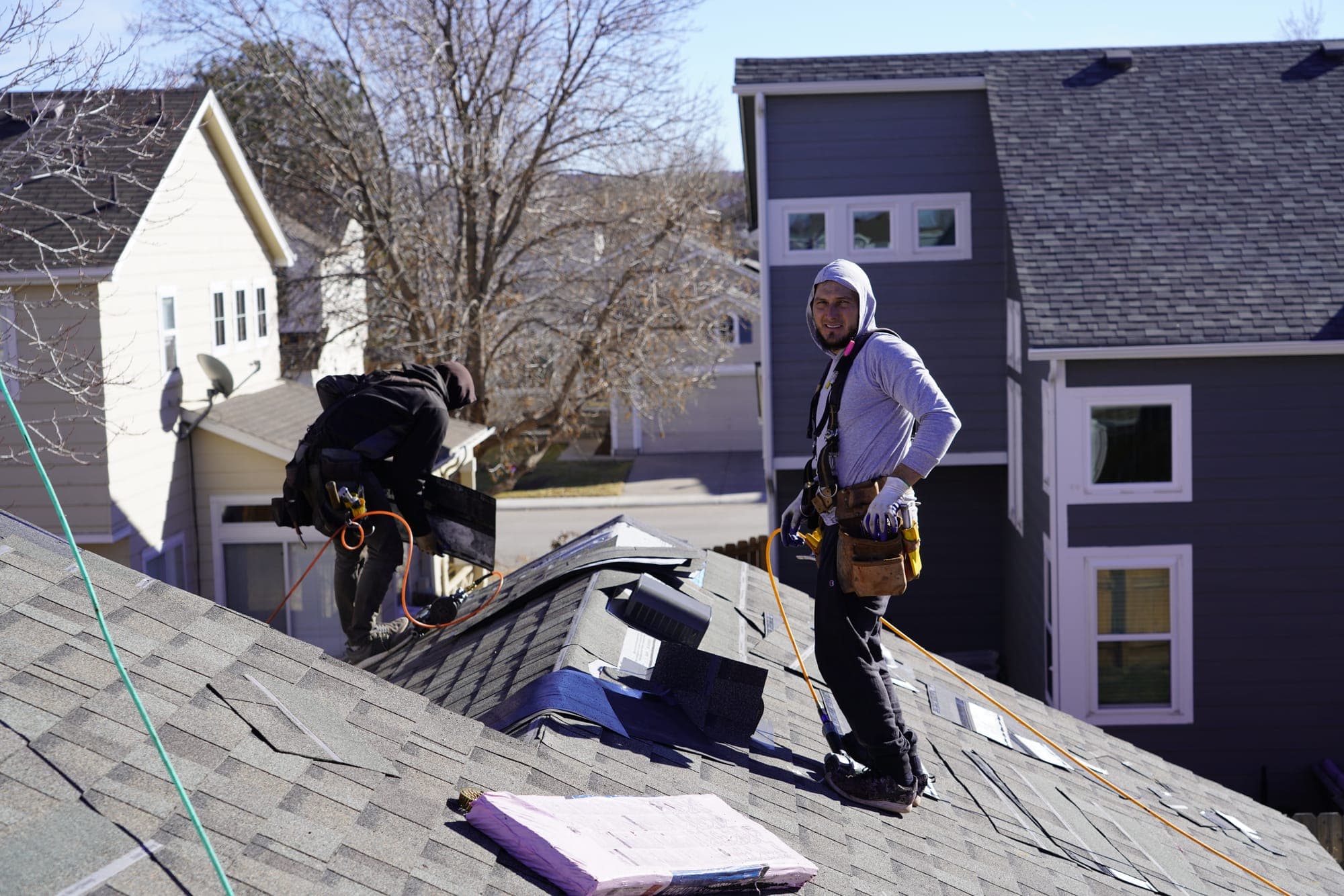Upstream Roofers crew during a roof install