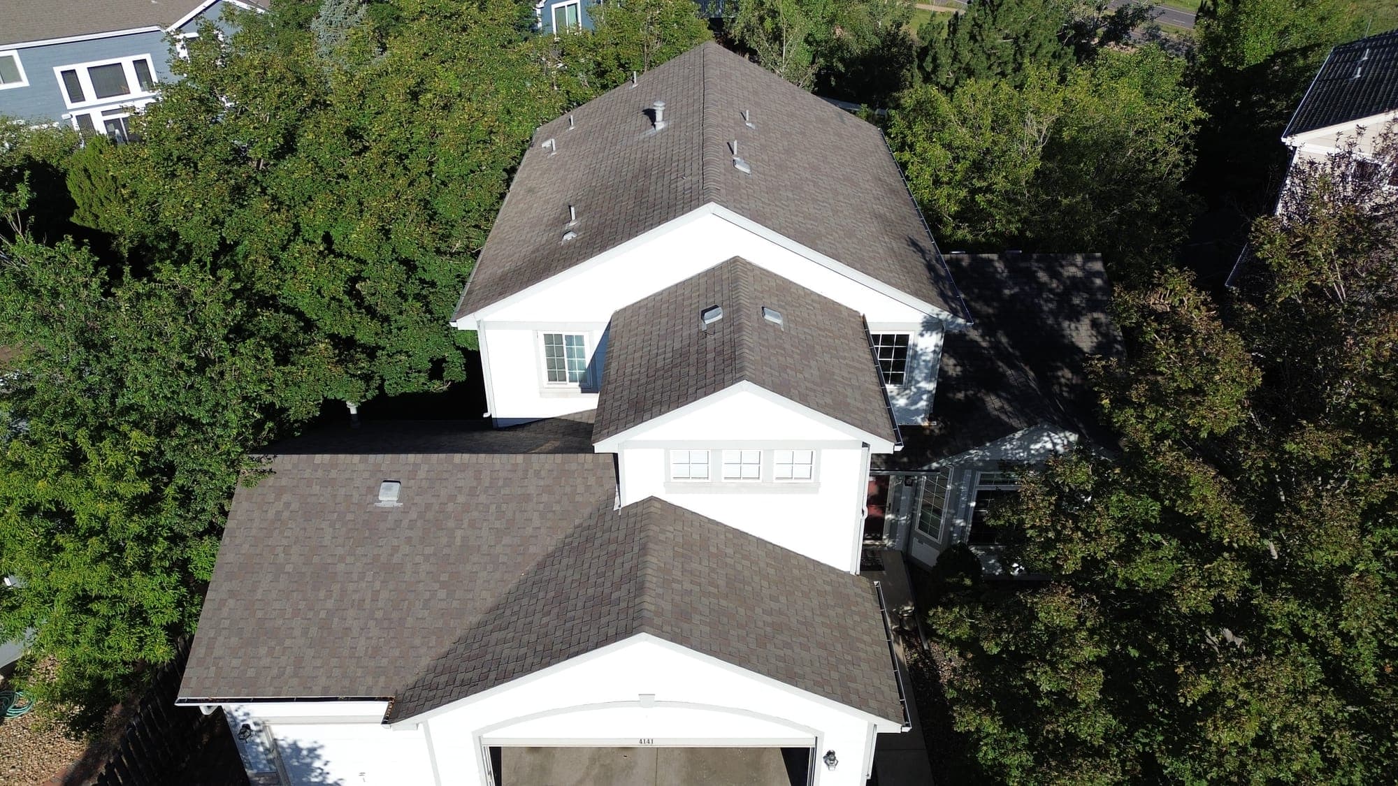 Completed architectural shingle roof, Front Range home
