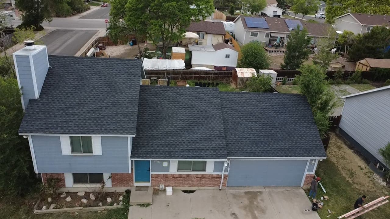 The same roof after storm-damage restoration
