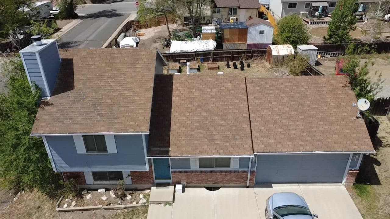 Roof before storm-damage restoration