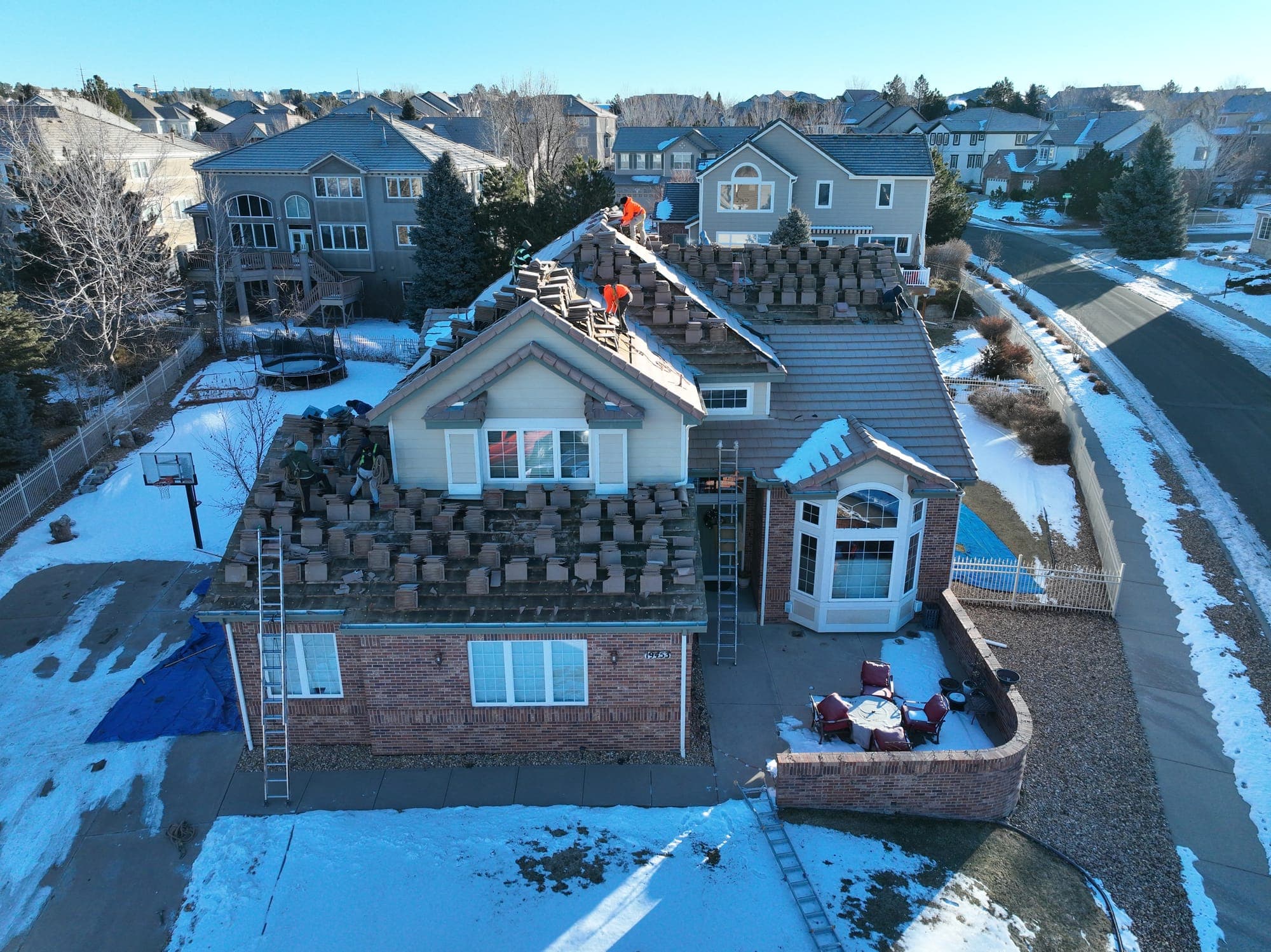 Completed tile roof replacement on a Colorado home