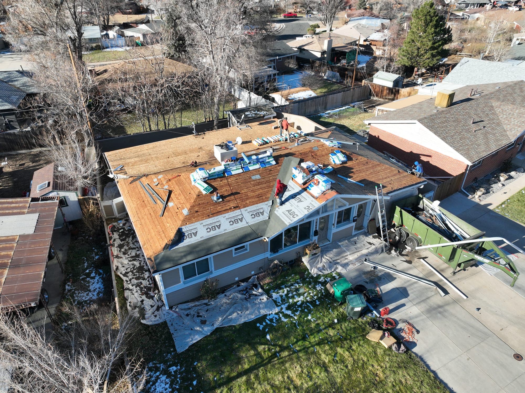 New roof on a Westminster, Colorado home, aerial view